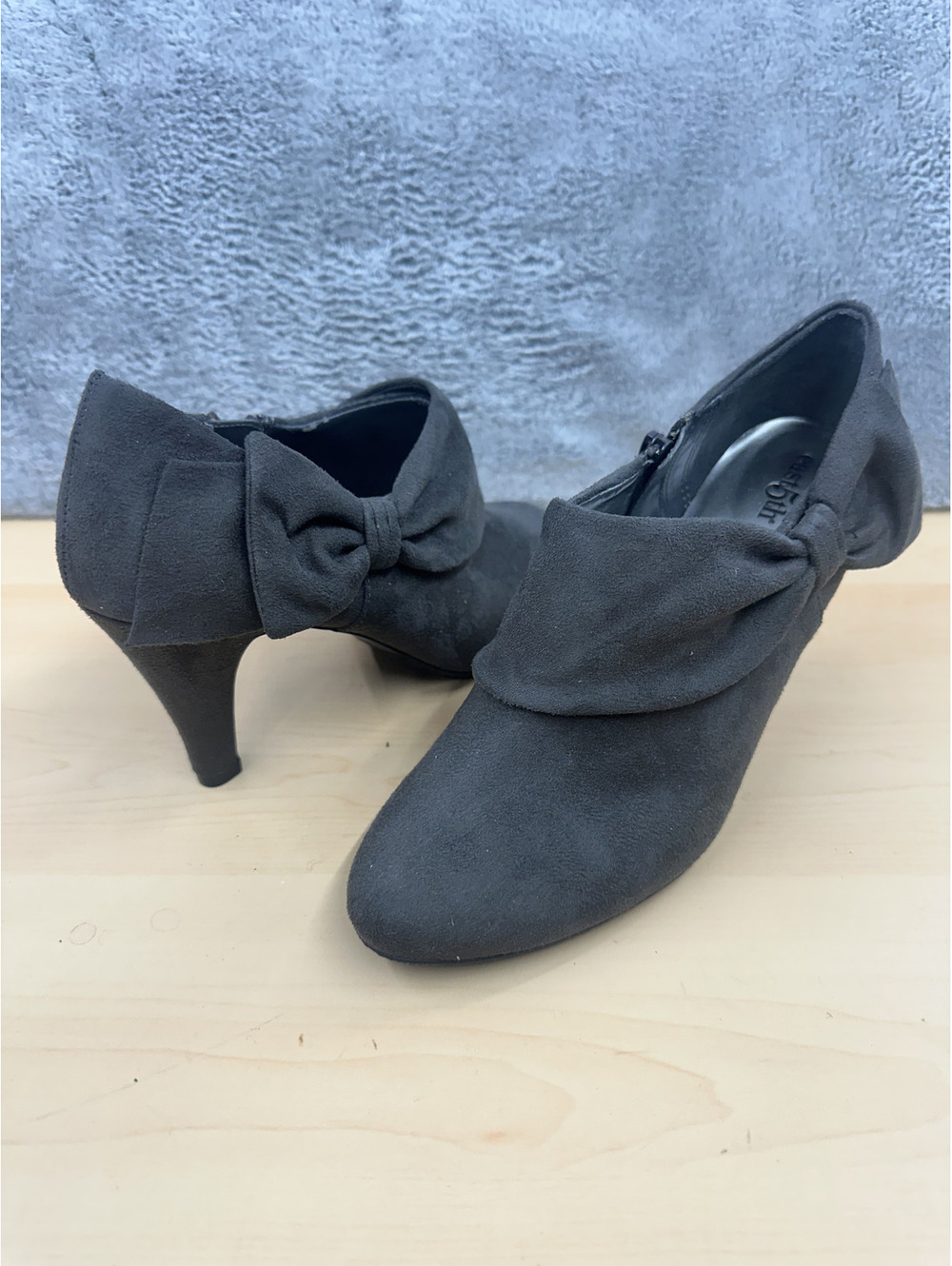 east 5th Black Suede Bow Ankle Boots
